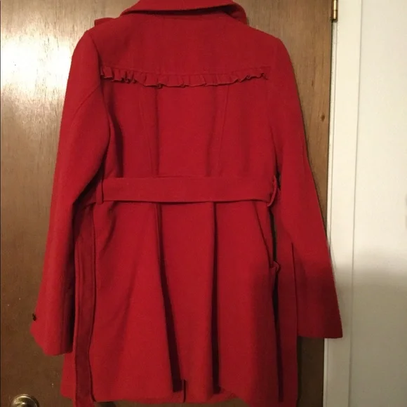 Red Ruffle Peacoat - Picture 5 of 5